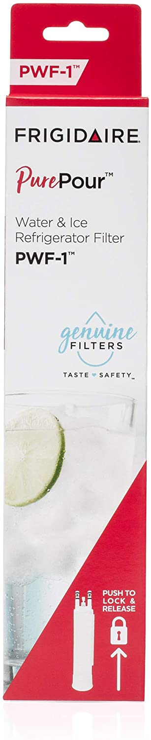 Frigidaire FPPWFU01 PWF-1 PurePour Refrigerator Water & Ice Filter - 1 Pack, White, Carbon/Charcoal